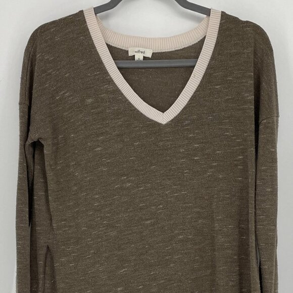 Wilfred heathered  brown white vneck Sherbrooke top - Picture 5 of 16